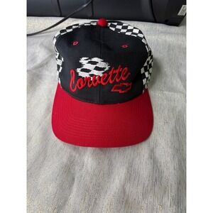 Vintage Corvette Chevy Chevrolet Checkered Trucker Hat SnapBack Embroidered Cap